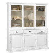 Vaisselier Blanc 6 Portes Coulissantes 3 Tiroirs 10 Niches L 178.6 H 199 P 42.3 cm