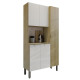 Buffet 5 Portes 9 Niches Chêne et Blanc Ecru MELISSA L 91.5 H 176 P 36.3 cm