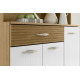 Buffet 6 Portes 1 Tiroir 7 Niches Chêne et Blanc Ecru L 90 H 173.5 P 36.3 cm