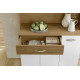 Buffet 6 Portes 1 Tiroir 7 Niches Chêne et Blanc Ecru L 90 H 173.5 P 36.3 cm