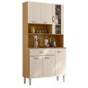 Buffet 6 Portes 1 Tiroir 7 Niches Chêne et Blanc Ecru L 90 H 173.5 P 36.3 cm