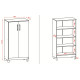 Armoire Multifonctions 2 portes 4 Niches Blanche L 63.7 H 121.2 P 33.5 cm