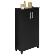 Armoire Multifonctions 2 portes 4 Niches Noire L 63.7 H 121.2 P 33.5 cm