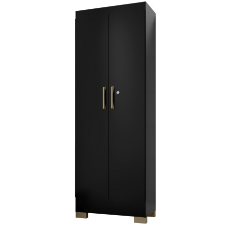 Armoire Multifonctions 2 portes 5 Niches Noire L 63 H 180 P 35 cm