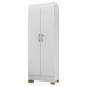 Armoire Multifonctions Chêne et Blanc Ecru 2 portes 5 Niches L 63 H 180 P 35 cm