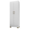 Armoire Multifonctions Chêne et Blanc Ecru 2 portes 5 Niches L 63 H 180 P 35 cm
