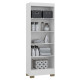 Armoire Multifonctions Chêne et Blanc Ecru 2 portes 5 Niches L 63 H 180 P 35 cm