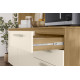 Buffet 7 Portes 2 Tiroirs 12 Niches Chêne et Blanc Ecru Gaufré L 182 H 191 P 53.3 cm