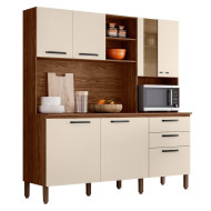 Grand Buffet 7 Portes 2 Tiroirs 12 Niches Noyer et Blanc Ecru L 182 H 191 P 53.3 cm