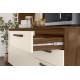 Grand Buffet 7 Portes 2 Tiroirs 12 Niches Noyer et Blanc Ecru L 182 H 191 P 53.3 cm
