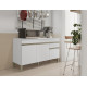Buffet Bas 3 Portes 1 Tiroir Blanc 5 Niches L 150 H 86 P 53.3 cm