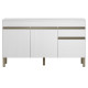 Buffet Bas 3 Portes 1 Tiroir Blanc 5 Niches L 150 H 86 P 53.3 cm