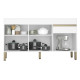 Buffet Bas 3 Portes 1 Tiroir Blanc 5 Niches L 150 H 86 P 53.3 cm