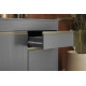 Buffet Bas 3 Portes 1 Tiroir Gris 5 Niches L 150 H 86 P 53.3 cm