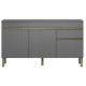 Buffet Bas 3 Portes 1 Tiroir Gris 5 Niches L 150 H 86 P 53.3 cm