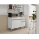 Buffet Bas 3 Portes 1 Tiroir Blanc 5 Niches L 120 H 86 P 53.3 cm