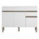 Buffet Bas 3 Portes 1 Tiroir Blanc 5 Niches L 120 H 86 P 53.3 cm
