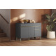 Buffet Bas 3 Portes 1 Tiroir Gris 5 Niches L 120 H 86 P 53.3 cm