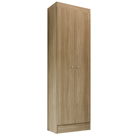 Armoire Multifonctions Imitation Chêne 2 portes 5 Niches L 63 H 180 P 35 cm