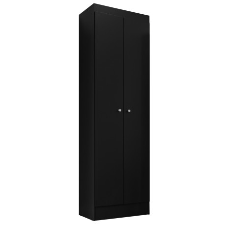 Armoire Multifonctions Noire 2 portes 5 Niches L 63 H 180 P 35 cm