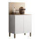 Meuble de Cuisine Bas 2 Portes 2 Niches Blanc et Crédence Marbre L 80 H 91.5 P 53.3 cm