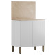 Meuble de Cuisine Bas 2 Portes 2 Niches Blanc et Crédence Marbre L 80 H 91.5 P 53.3 cm
