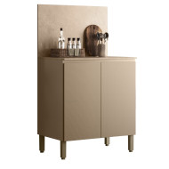 Meuble de Cuisine Bas 2 Portes 2 Niches Taupe et Crédence Marbre L 80 H 91.5 P 53.3 cm