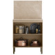 Meuble de Cuisine Bas 2 Portes 2 Niches Taupe et Crédence Marbre L 80 H 91.5 P 53.3 cm