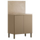 Meuble de Cuisine Bas 2 Portes 2 Niches Taupe et Crédence Marbre L 80 H 91.5 P 53.3 cm