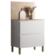 Meuble de Cuisine Bas 1 Porte 1 Tiroir Blanc et Crédence Marbre L 80 H 91.5 P 53.3 cm