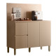 Meuble de Cuisine Bas 3 Portes 2 Tiroirs Taupe et Crédence Marbre L 120 H 91.5 P 53.3 cm