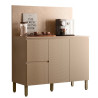 Meuble de Cuisine Bas 3 Portes 2 Tiroirs Taupe et Crédence Marbre L 120 H 91.5 P 53.3 cm