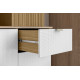 Buffet 8 Portes 1 Tiroir 18 Niches Chêne et Blanc Gaufré L 161 H 200 P 38.8 cm