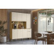Buffet 8 Portes 1 Tiroir 18 Niches Chêne et Blanc Ecru Gaufré L 161 H 200 P 38.8 cm