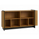 Buffet Bas 4 Portes Imitation Chêne 6 Niches L 160 H 79.7 P 42.5 cm