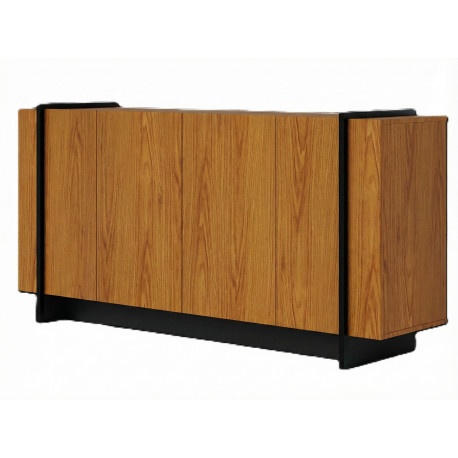 Buffet Bas 4 Portes Imitation Chêne 6 Niches L 160 H 79.7 P 42.5 cm