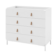 Commode Design 4 Tiroirs Blanche Dessus Crédence Pieds Métal L 90 H 81 P 45.5 cm