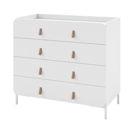 Commode Design 4 Tiroirs Blanche Dessus Crédence Pieds Métal L 90 H 81 P 45.5 cm