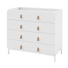 Commode Design 4 Tiroirs Blanche Dessus Crédence Pieds Métal L 90 H 81 P 45.5 cm