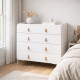 Commode Design 4 Tiroirs Blanche Dessus Crédence Pieds Métal L 90 H 81 P 45.5 cm