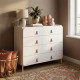 Commode Design 4 Tiroirs Blanche Dessus Crédence Pieds Métal L 90 H 81 P 45.5 cm