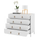 Commode Design 4 Tiroirs Blanche Dessus Crédence Pieds Métal L 90 H 81 P 45.5 cm