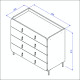 Commode Design 4 Tiroirs Blanche Dessus Crédence Pieds Métal L 90 H 81 P 45.5 cm