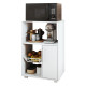 Desserte de Cuisine Micro-Onde Blanche 1 Porte 1 Panier Métal