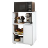 Desserte de Cuisine Micro-Onde Blanche 1 Porte 1 Panier Métal