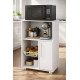 Desserte de Cuisine Micro-Onde Blanche 1 Porte 1 Panier Métal
