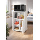 Desserte de Cuisine Micro-Onde Blanche 1 Porte 1 Panier Métal
