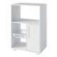 Desserte de Cuisine Micro-Onde Blanche 1 Porte 1 Panier Métal