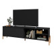 Meuble TV 80 Pouces Noir 1 Porte Coulissante 4 Niches L 185 H 51.5 P 33.5 cm
