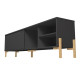 Meuble TV 80 Pouces Noir 1 Porte Coulissante 4 Niches L 185 H 51.5 P 33.5 cm